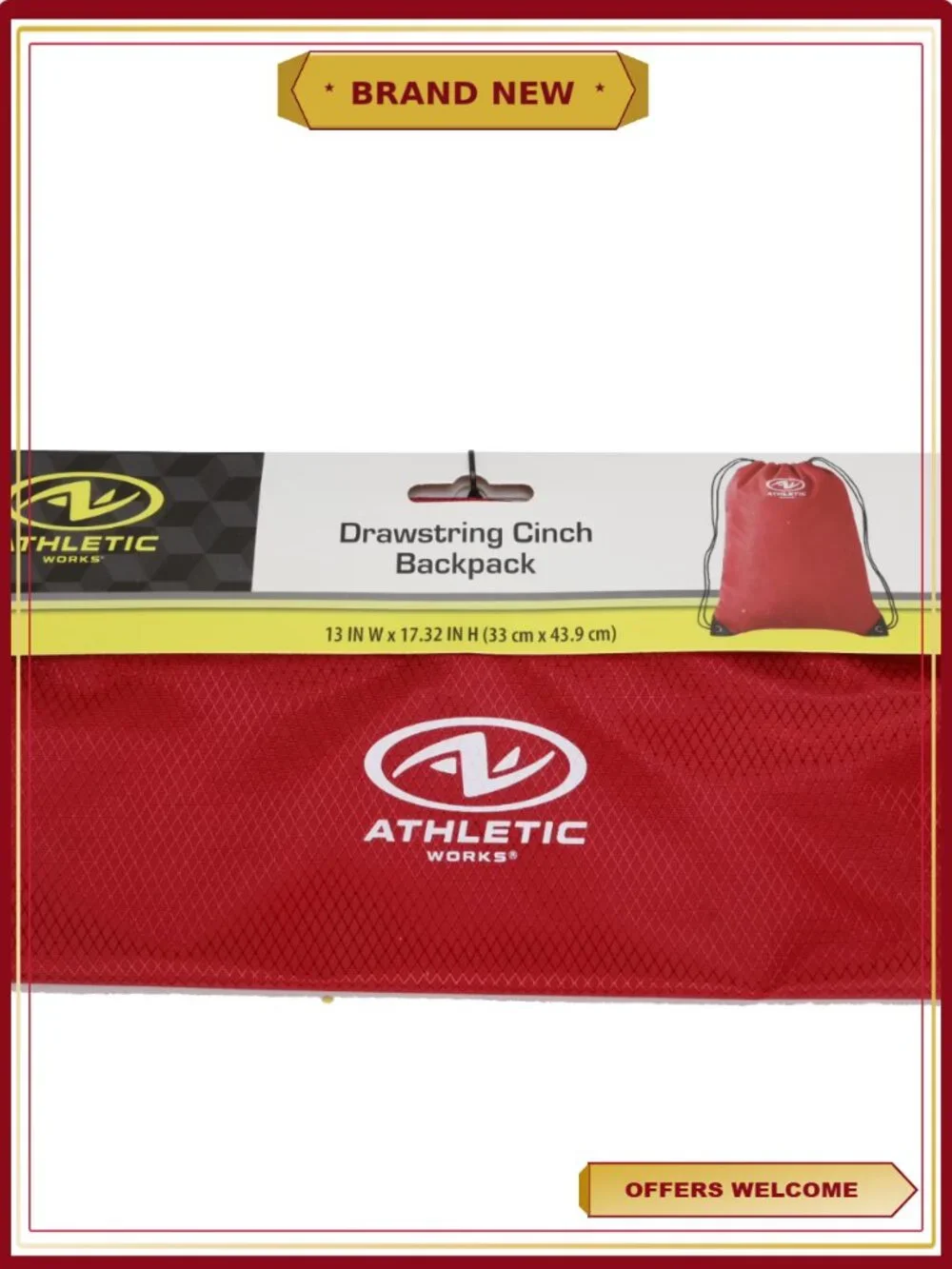 Unisex Adult Fitness Gym Cinch Sack Backpack - Durable Drawstring Bag